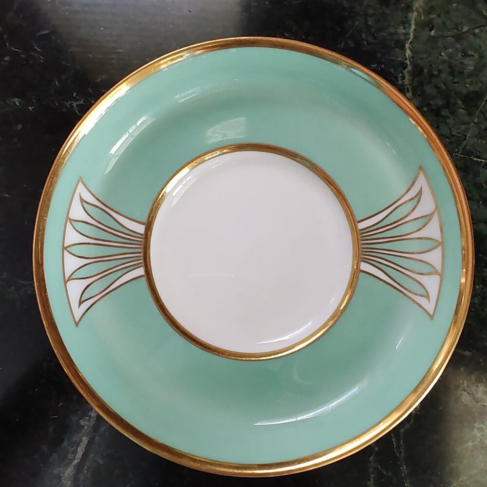 1941 Copeland Spode Custom Made Porcelain Demi-Tasse Pink Green Tea Set - Picture 13 of 16